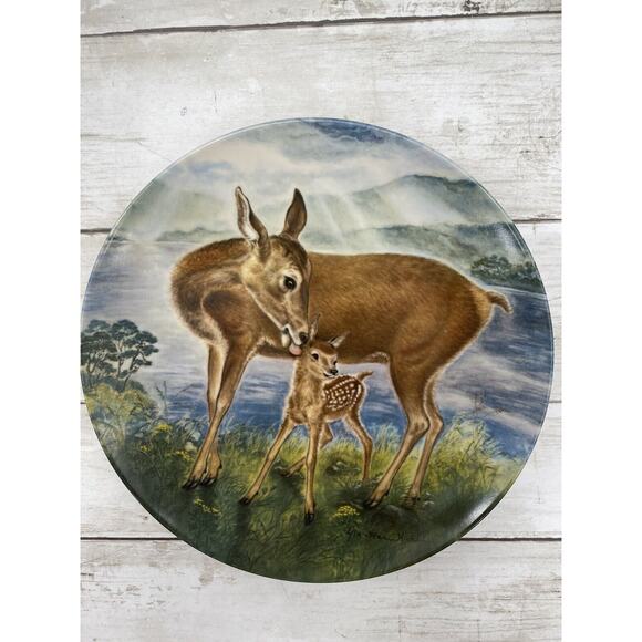 1985 Edwin M Knowles Signs of Love A Reassuring Touch #6 Deer Wildlife Plate - Picture 12 of 12